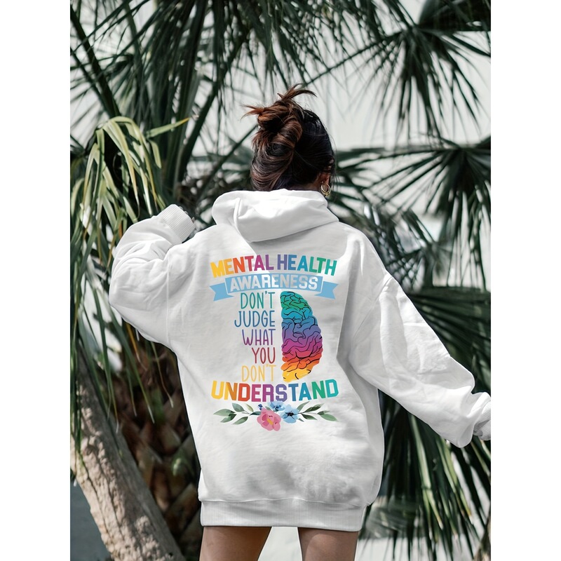 【European Size】Mental Health Awareness Hoodie Promotes Understanding and Tolerance, Suitable for Daily Commuting 【European Size】Mental Health Awareness Hoodie Promotes Understanding and Tolerance, Suitable for Daily Commuting