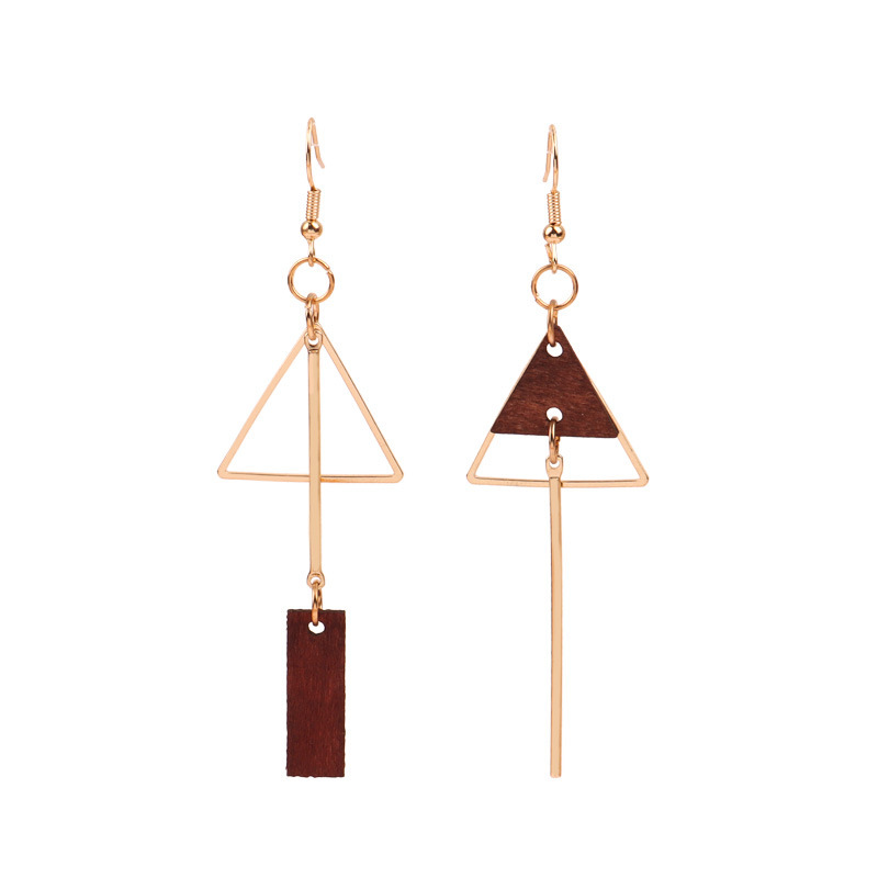Retro Geometric Triangle Asymmetrical Earrings - Style 1