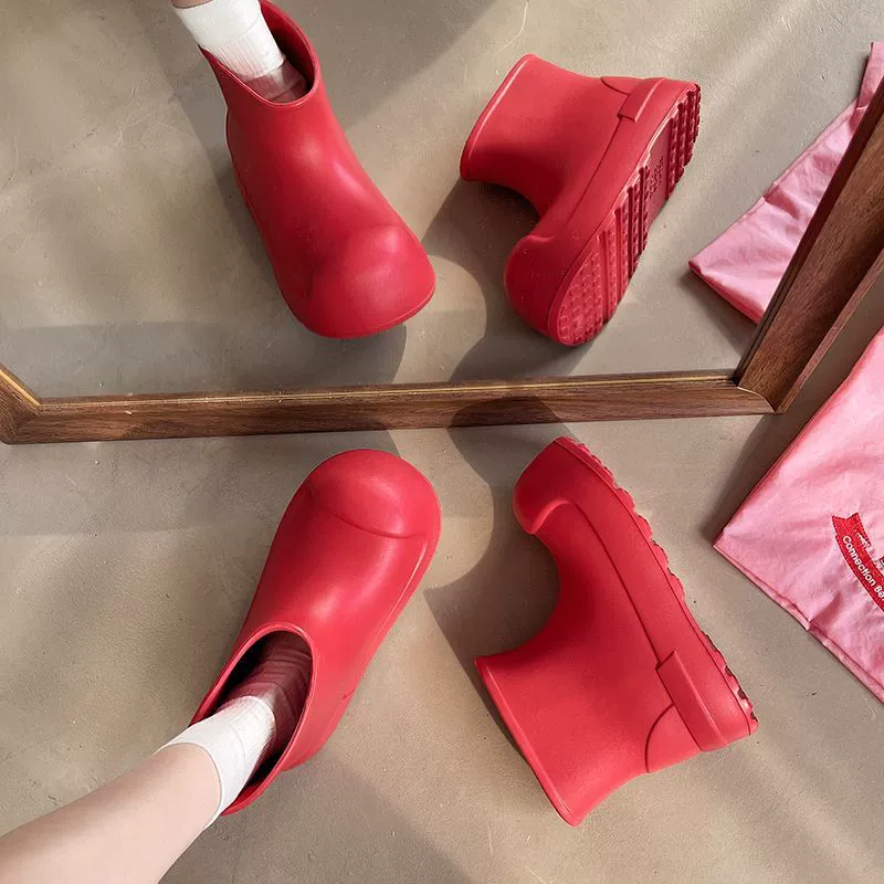 Дождевые сапоги, новая женская верхняя одежда, противоскользящая обувь для воды с низким берцем и толстой подошвой, износостойкая, водонепроницаемая, четырехсезонная, утолщенная обувь для клоунов из ЭВА