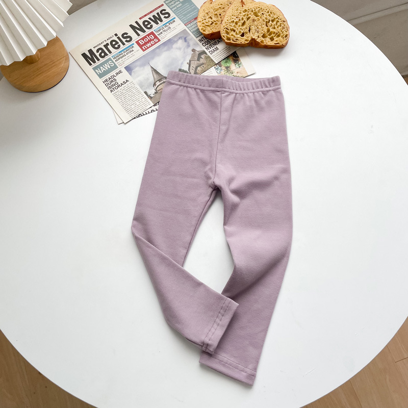 2023 Otoño e Invierno niñas SLIM-Fit color sólido polainas ropa exterior lana pull-up casual algodón bebé bottoming Pantalones