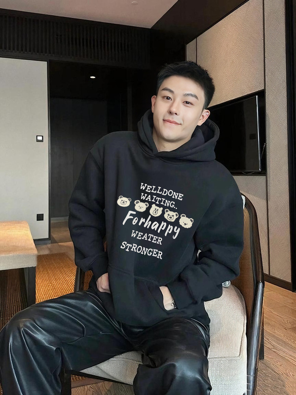 welldone卫衣美式高街潮牌小众男女情侣同款休闲重磅连帽小熊上衣|undefined