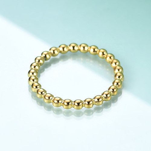 European and American cross-border ins fashion personality simple geometric round beads 2MM couple ring stainless steel titanium steel ring wholesale