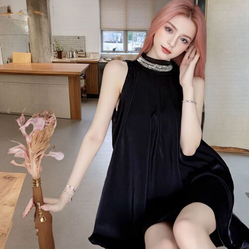Factory Direct Sale Neckline Dress Women Summer Skirt Petite Size Loose A-Line Off-the-Shoulder Elegant Short Skirt