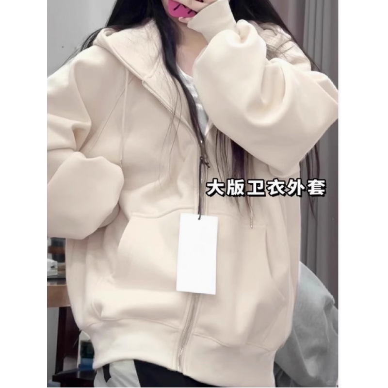 即墨卫衣显瘦外套女春秋2025新款女装灰色连帽重磅开衫韩系风穿搭|undefined