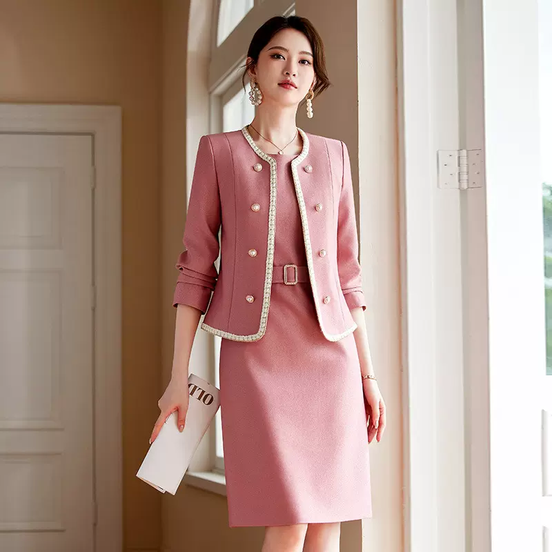 秋冬职业套装法式小香风套裙多色可选中长款套裙遮肉显瘦套装