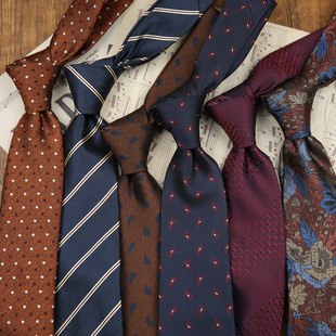 Men's and Women's 8cm Dress Dot Striped Dark Green Orange Wine Red Men's Business Professional Tie Men's Wedding Korean Style