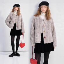 高级感单排扣皮毛一体外套女秋冬季新款环保貂绒保暖毛毛皮草