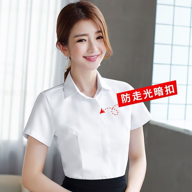 春と秋の新型の黒い白いシャツの女性の韓国版は長袖の工装のシャツの作業服の職業の服装の正装の上着を修理します。|undefined