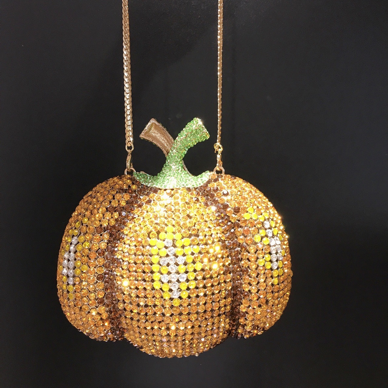 Nuevo paquete de diamantes de calabaza transfronteriza bolsas de cena de diamantes de estilo europeo y americano bolsas de maquillaje de boda embrague de calabaza