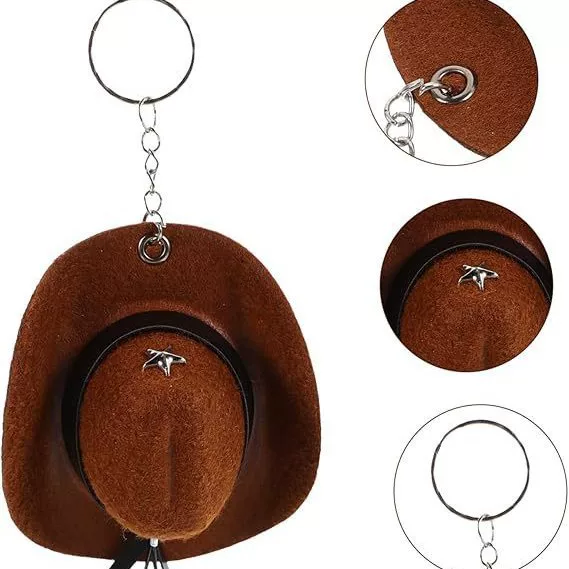 Five-pointed star cowboy hat keychain car luggage accessories mini Denim hat mini jewelry flower Denim