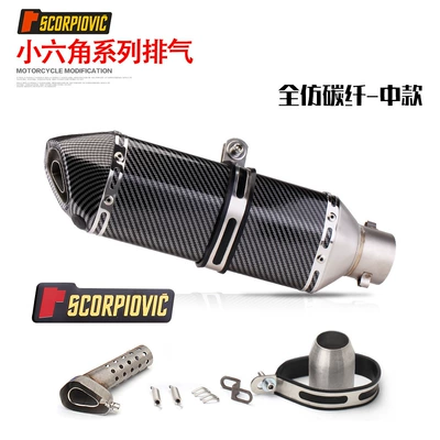 Motorcycle exhaust pipe | Racing Small Hexagon Universal - 370-small-hexagonal-full-imitation-fiber