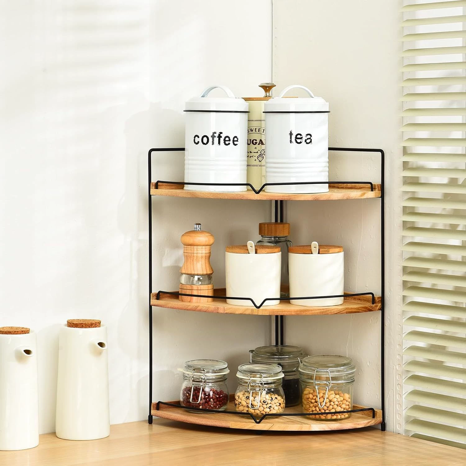 Деревянные полки для ванной комнаты Домашнее железо в сочетании с многослойной полкой для хранения столешницы