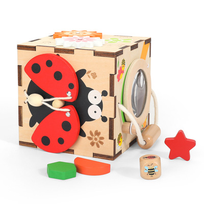 大手牵小手儿童玩具多功能形状配对智力盒木质益智玩具