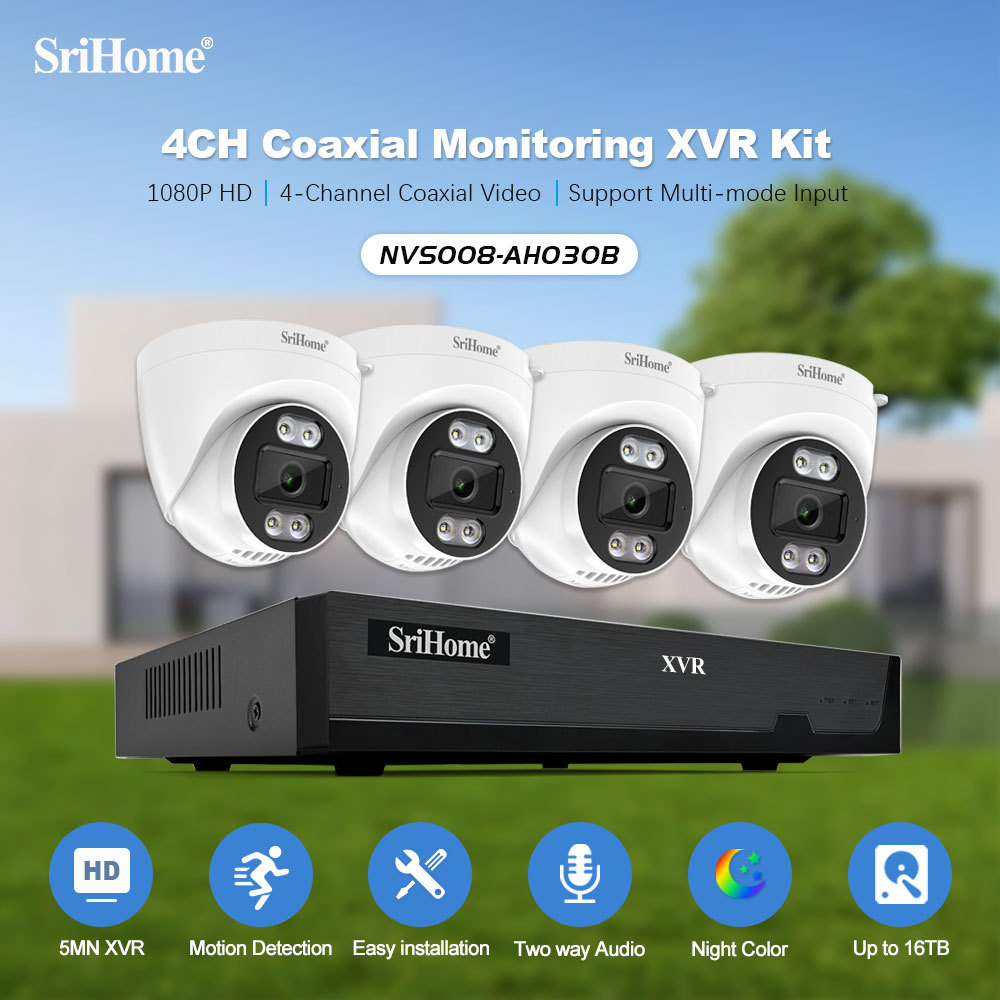 Srihome 4 kanallı 1080p HD analog DVR kameraset
