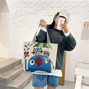 Source manufacturers female portable single shoulder bag woven rust office worker large capacity shopping bag mother shopping shopping bag