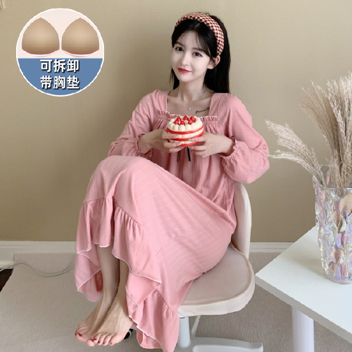 F 긴 소매 가슴 패드 스커트 2214 콩 페이스트