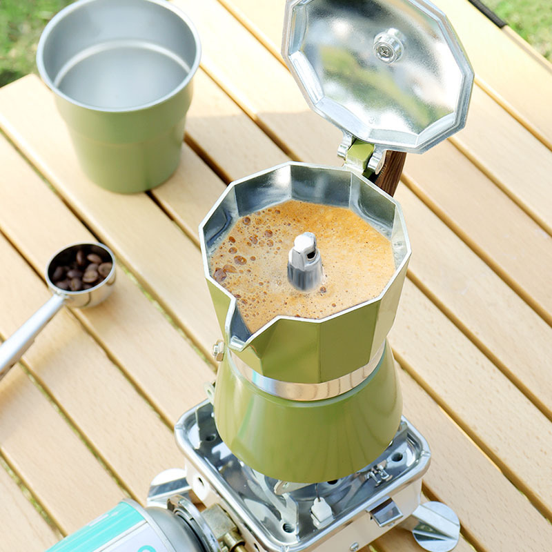 Juego de olla de moca, equipo de café de campamento al aire libre, juego de café, cafetera de mano, equipo de viaje