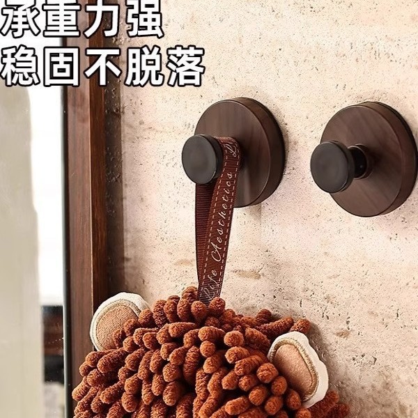 ウォールナット木目調吸盤ノブフック家庭用キッチン回転壁掛け収納ラックパンチフリーラックハンガー|undefined