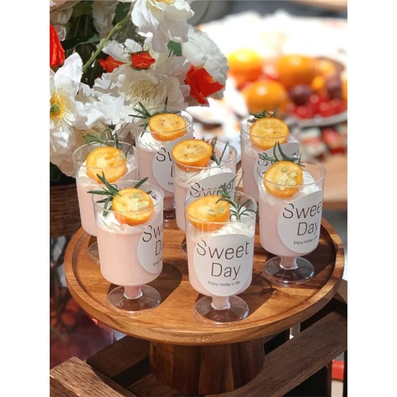 Small Wine Glass Tall Mousse Cup Food Grade Disposable Ps Thickeneded Sticker Plastic Cup Custard Pudding Cup Dessert Cup