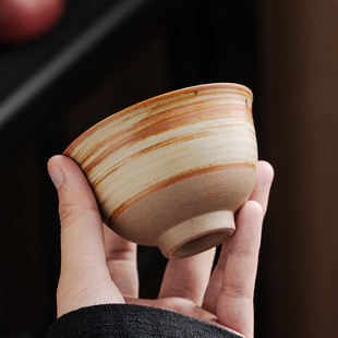 Coarse Pottery Tea Cup Master Cup Jingjifeng Kung Fu Tea Set Single Cup Ceramic Tea Cup Japanese Handmade Threaded Tea Cup