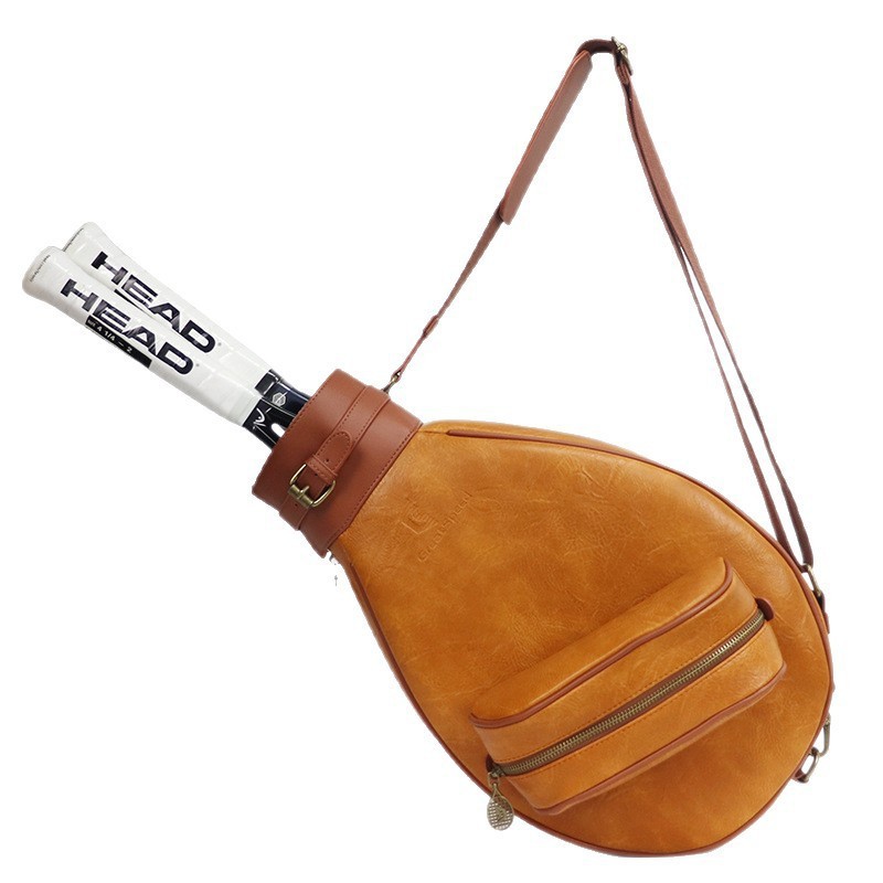 Greatspeed Tennis Bag 1/2 Racket Capacity Single Shoulder Crossbody Retro Version Leather Adult Badminton Bag for Men and Women