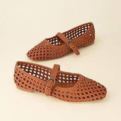 亚马逊Women's Woven Mary Jane Flats Leather Ballet Flats