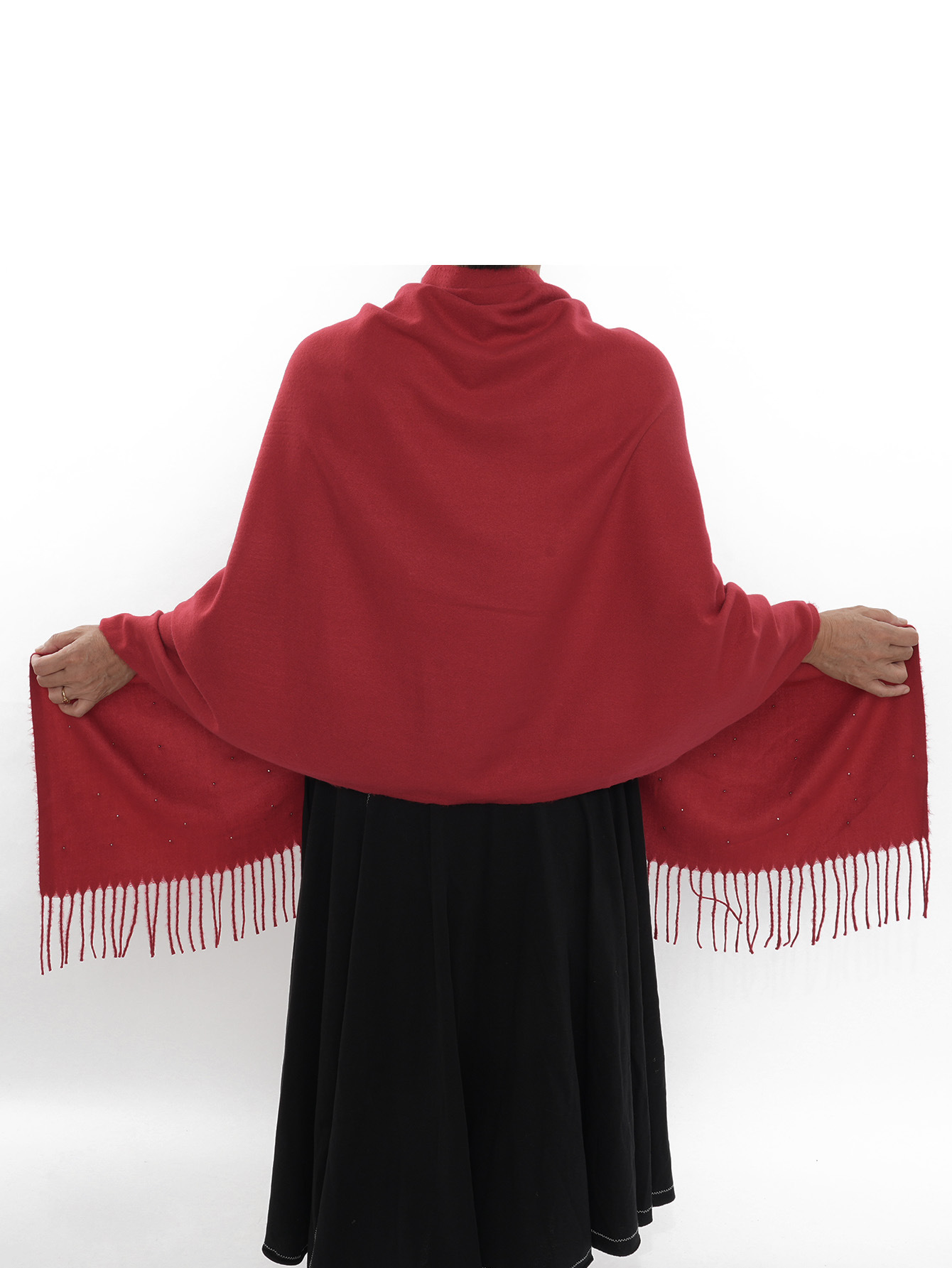 Vente chaude nouvelle automne et hiver couleur unie cheveux épineux clou perle châle en Europe et en Amérique, écharpe femme gland chaud épaissi_voghion.com