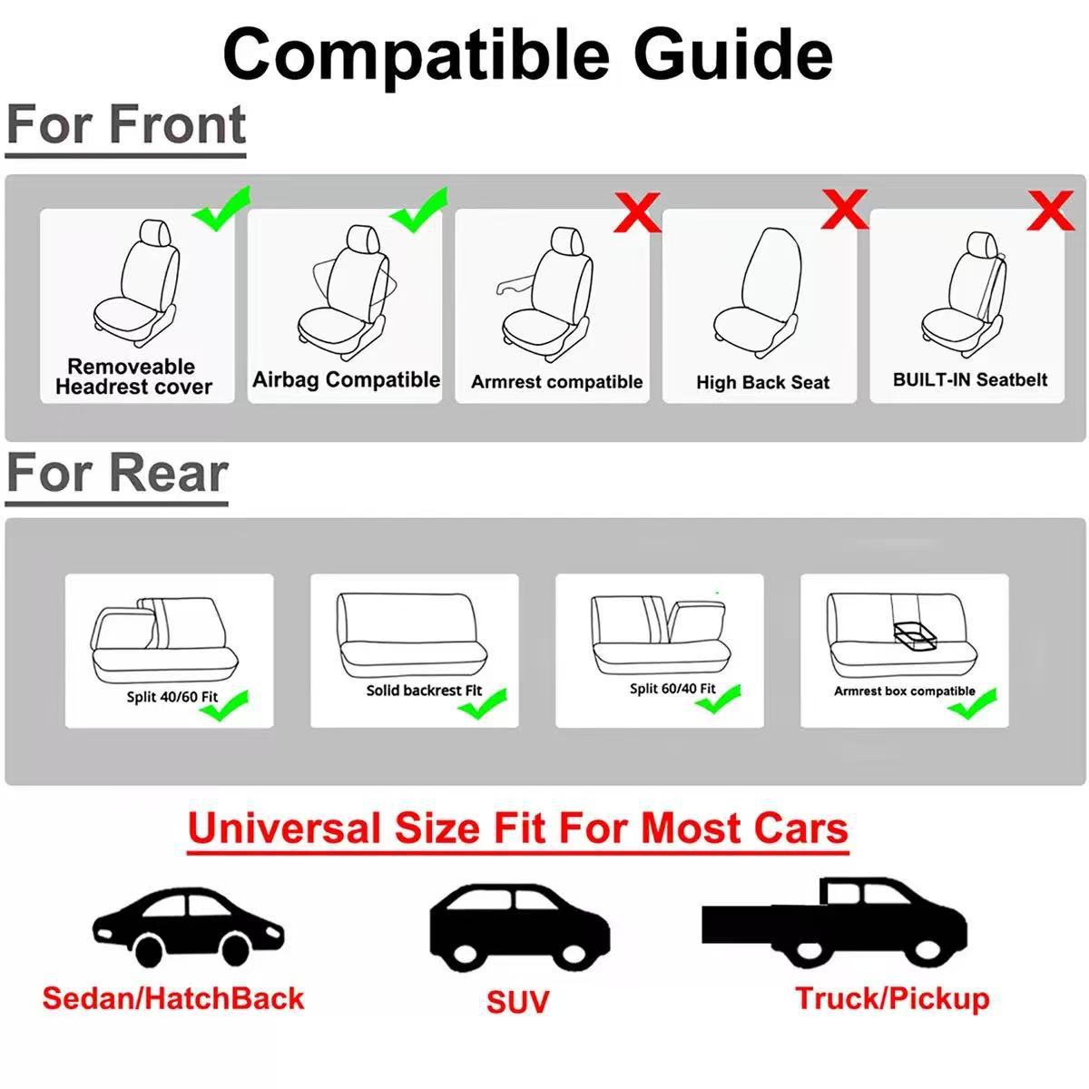 Source Factory Cross-Border Hot-Selling Crescent Embossed All-Season Universal Car Seat Covers Amazon Temu Mexico