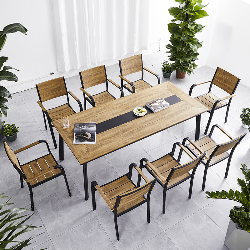 Nordic outdoor leisure coffee shop plastic tables and chairs, outdoor garden courtyard milk tea shop outdoor dining set furniture combination