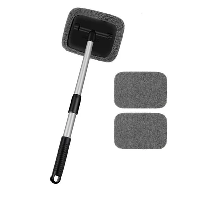 Aluminum Rod Car Window Brush: Car cleaning tools - 3-gray-cloth-covers-a-set-of-quadrilateral-square-plastic-partspe-bag-packaging