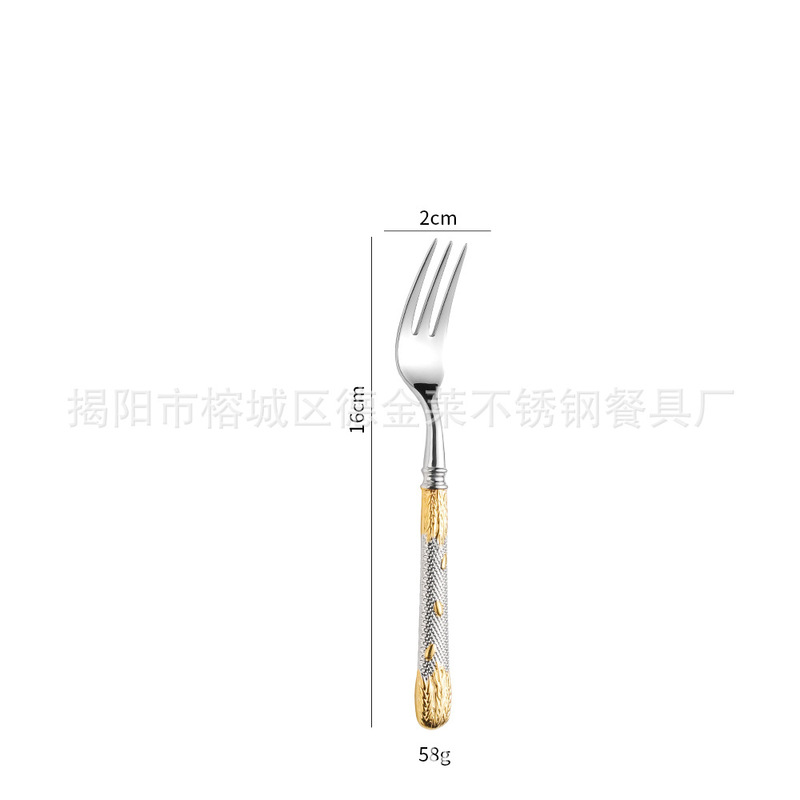 卸売304ステンレス食器ステーキナイフ・フォーク・スプーン食器セット デザートスプーン 軽奢レトロ洋食器セット|undefined