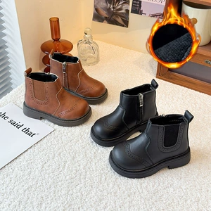 Martens ретро утепленные демисезонные детские короткие сапоги в английском стиле в британском стиле мягкая подошва в западном стиле