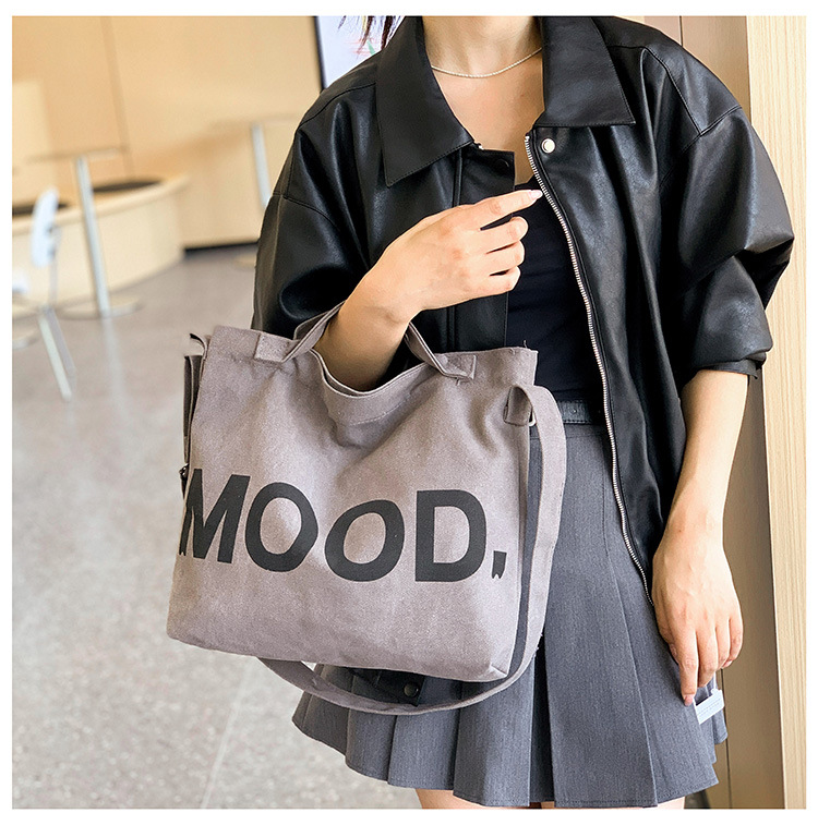 Canvas bag, large-capacity crossbody, ins Korean version student tote bag, single-shoulder girls' tutorial bag, hand-held shopping bag undefined
