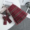 Plaid children's girl's skirt, pleated skirt, suit, children's clothing, Korean style, suitable for teen