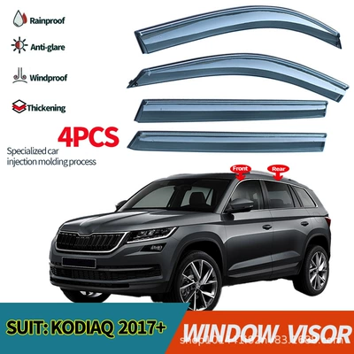 Skoda Kodiak Rain and Sunny Board Skoda Kodiaq 2017 Window visors (Rain shield) - dark-brown-translucent-4pcs-skoda-kodiaq-2017-acrylic-with-silver-strip