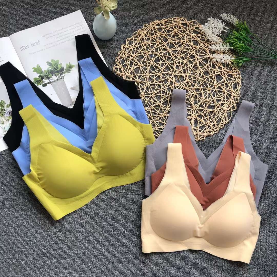 Nueva taza de látex sin marcas de alta calidad, chaleco de dama sin anillo de acero, bra de yoga, ropa interior deportiva, mujer al por mayor