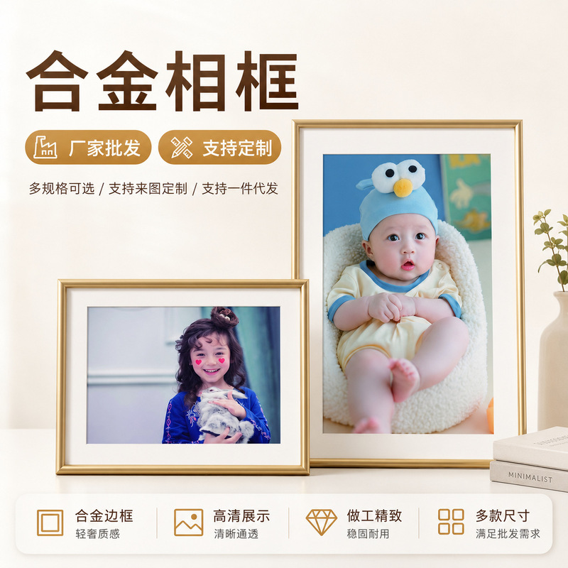 Custom-made aluminum alloy picture frame, table display frame, high-end luxury children's growth photo frame, wall-mounted display frame Custom-made aluminum alloy picture frame, table display frame, high-end luxury children's growth photo frame, wall-mounted display frame