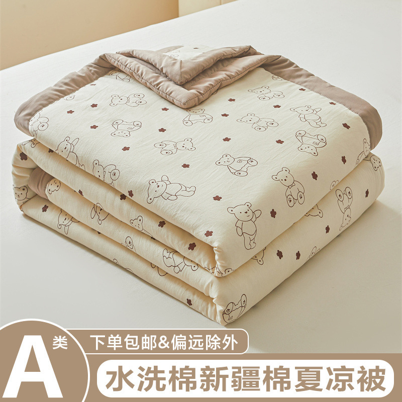 Cartoon Washed Cotton Summer Quilt Class a Machine Washable Kidsren's Air-Conditioned Quilt Summer Gift Summer Quilt Summer Quilt Thin