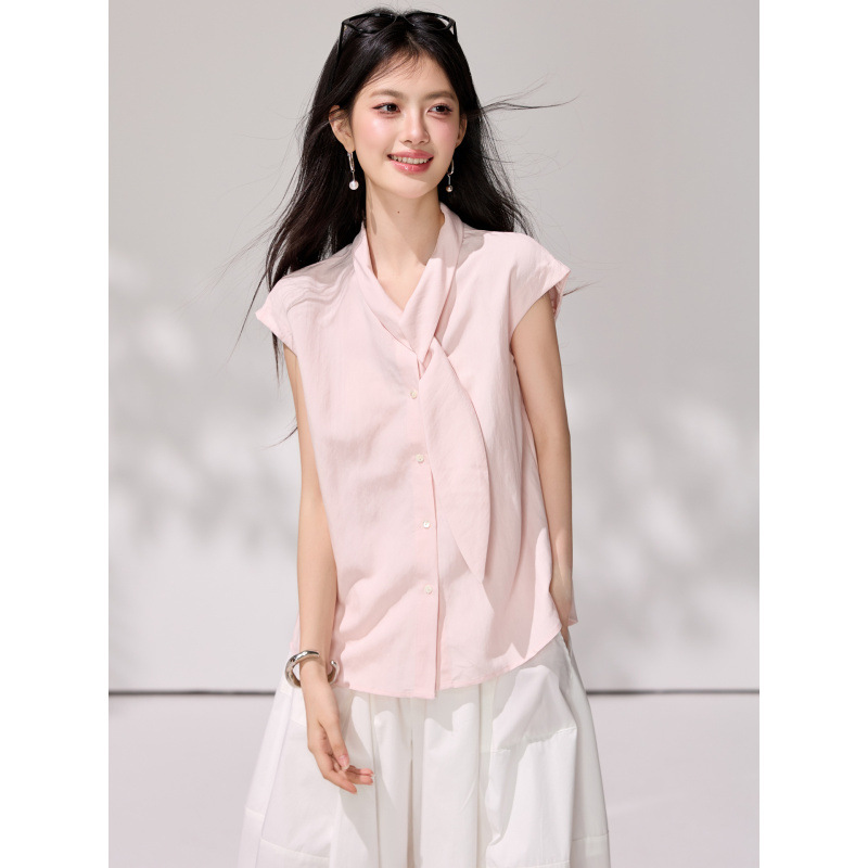 Shipped Now: Gentle Style Pink Sleeveless Shirt for Women, 2026 Summer Design, Niche Loose Fit, Versatile and Elegant Top Shipped Now: Gentle Style Pink Sleeveless Shirt for Women, 2026 Summer Design, Niche Loose Fit, Versatile and Elegant Top