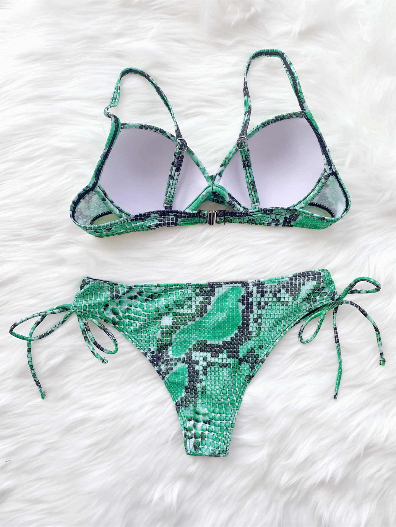 Sling Snake Print Lace-Up Bikini 2 Piece Set NSCSM112603