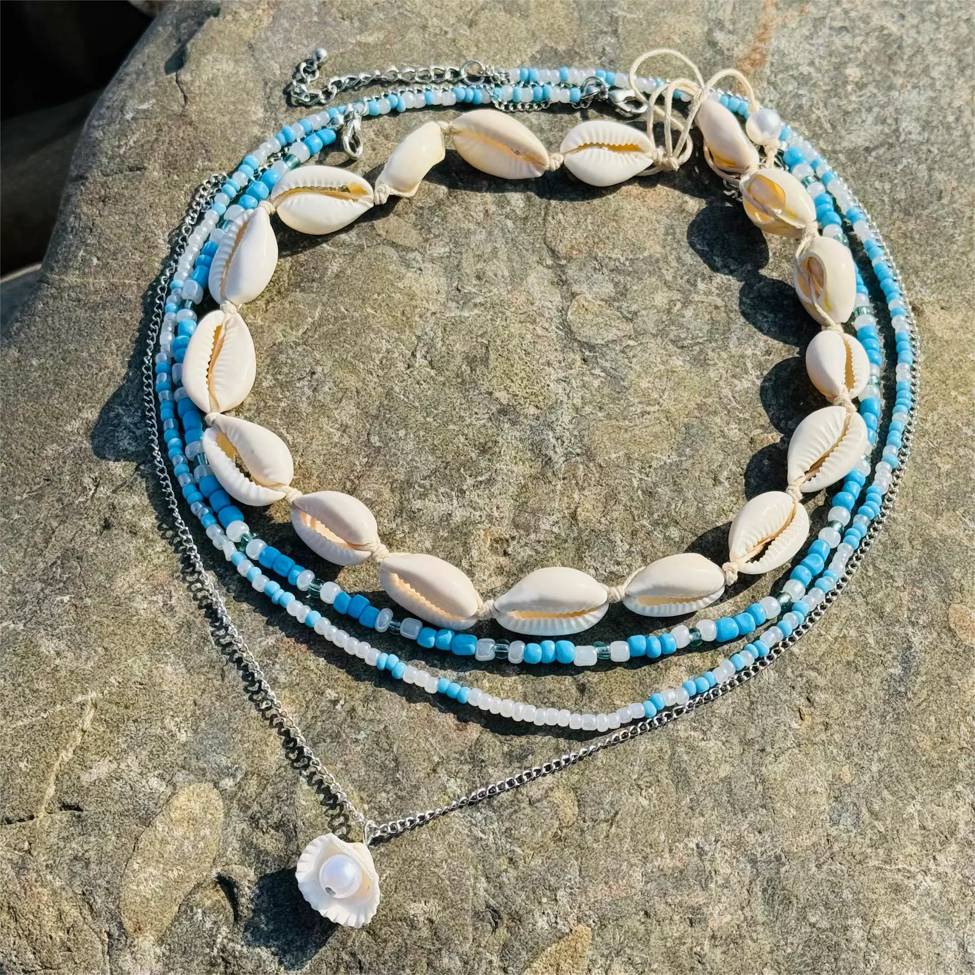 (Cross-border trading), beach accessory, necklace from pearl, chain, marine set