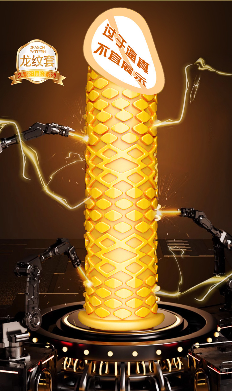 Jiuai Hollow Wearable Penis Sleeve, Thick Liquid Silicone Extender, Dragon Texture, Skin Tone — detail image 9