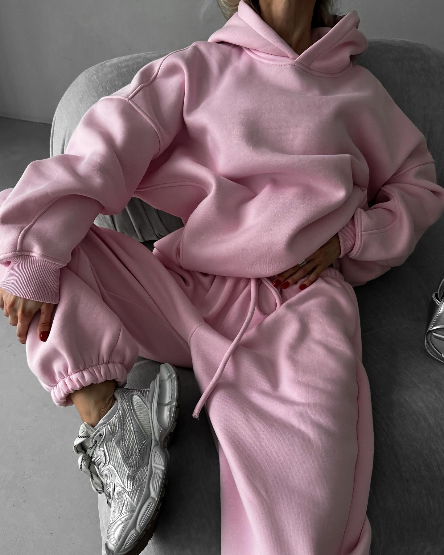 2025 Fall/Winter New European And American Solid Color Long Sleeve Hooded Sweatshirt Women's Fashion Casual Pants Sports_ecoleips.com