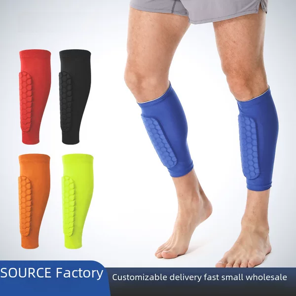 Honeycomb calf socks men's leg guard football anti-collision non-slip protection fixed leg guard professional badminton knee pad