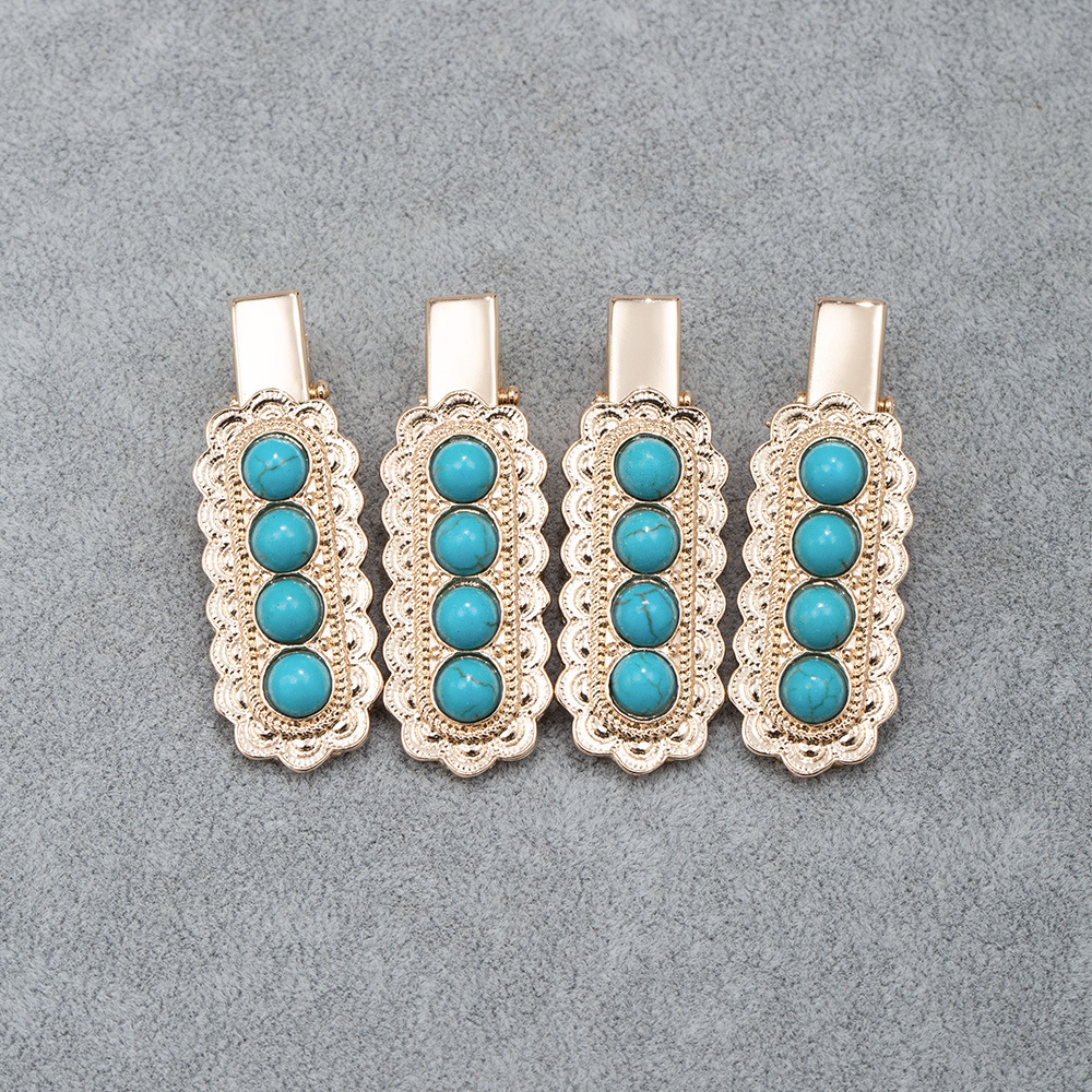 Women's Retro Solid Color Alloy Inlay Turquoise Hair Clip display picture 1
