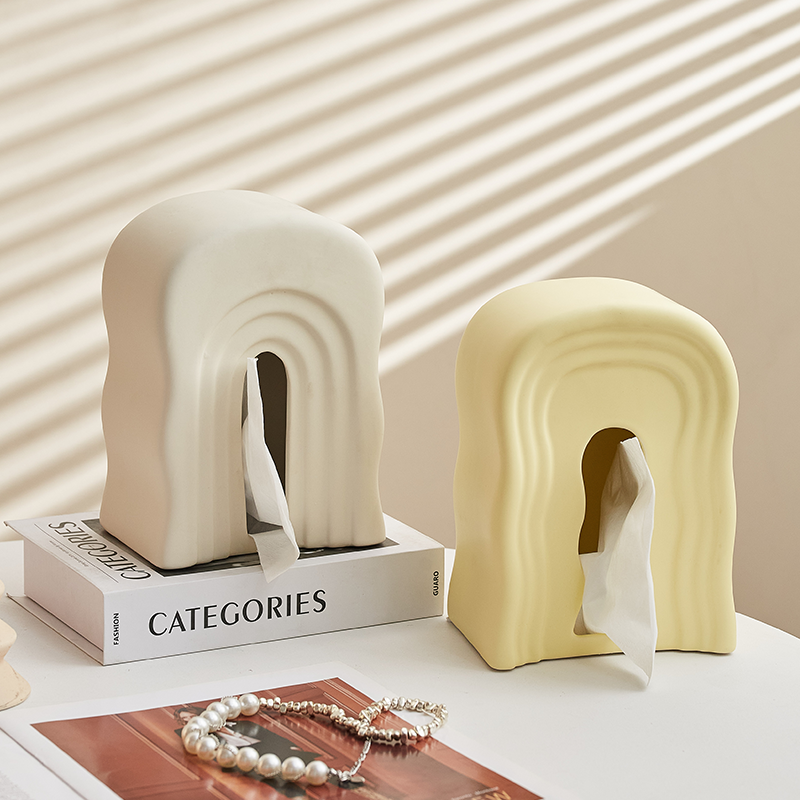 Creative French Ceramic Tissue Box Living Room Light Luxury Coffee Table Bedroom Dining Table Side Paper Box Decoration