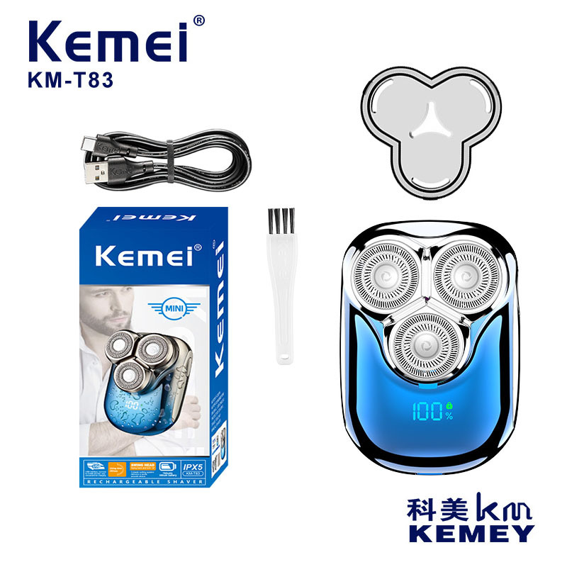 Komei afeitador compacto portátil KM-T83 afeitador eléctrico ultra limpio impermeable afeitador de hombre