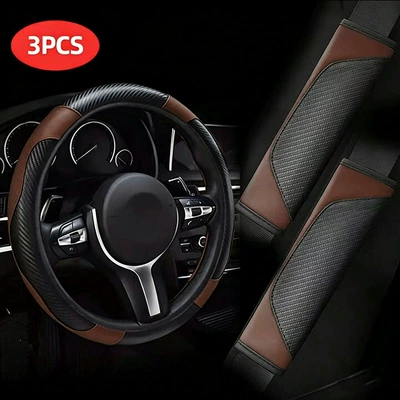 all seasons, cross-border car steering wheel — Steering wheel cover - brown-three-piece-suit-38cm
