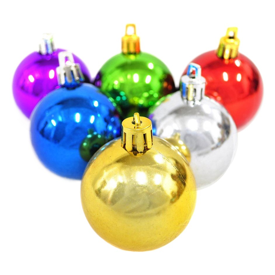 Bolas de Navidad de plástico electrochapadas de colores, adornos colgantes para árbol de Navidad, set mixto, decoración brillante para crear ambiente festivo.