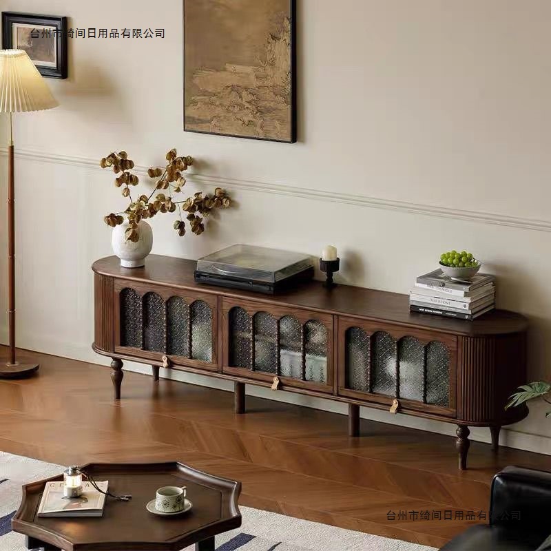 French Retro Solid Wood Tv Cabinet Coffee Table Combination American Small Apartment Living Room Tv Floor-Standing Storage Cabinet New Style